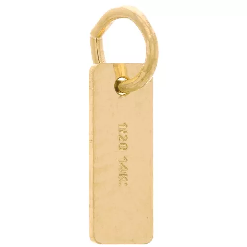 Mini breloque rectangle 8x3 mm - anneau ouvert - Gold filled (or laminé) x1