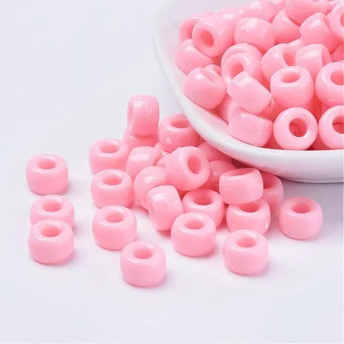 Perles gros trous - Pony beads - 9x6 mm Rose x50
