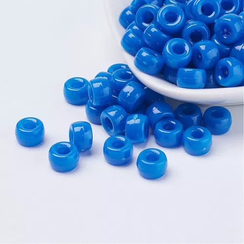 Perles gros trous - Pony beads - 9x6 mm Bleu x50