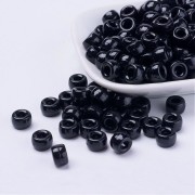 Perles gros trous - Pony beads - 9x6 mm Noir x50