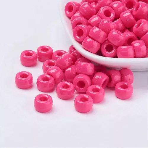 Perles gros trous - Pony beads - 9x6 mm Fuchsia x50