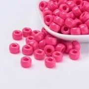 Perles gros trous - Pony beads - 9x6 mm Fuchsia x50