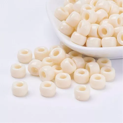 Perles gros trous - Pony beads - 9x6 mm Crème x50