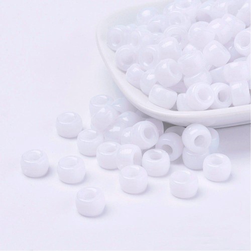 Perles gros trous - Pony beads - 9x6 mm Blanc x50