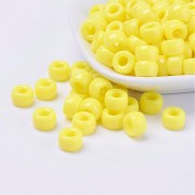 Perles gros trous - Pony beads - 9x6 mm Jaune x50|raw }}