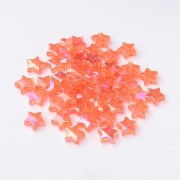 Perles étoiles irisées - 11 mm Orange AB x50
