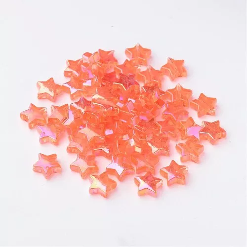 Perles étoiles irisées - 11 mm Orange AB x50