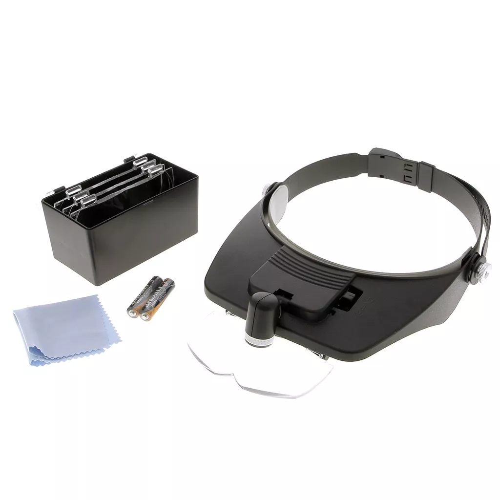Occhiali Con Lenti Di Ingrandimento E Lampada LED - Visiera Da Gioielliere/Orologiaio - Foto 3