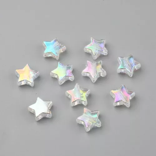 Perles étoiles irisées - 11 mm Blanc AB x50
