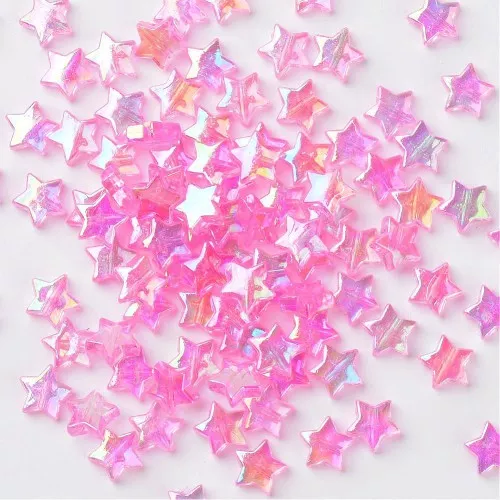 Perles étoiles irisées - 11 mm Rose AB x50
