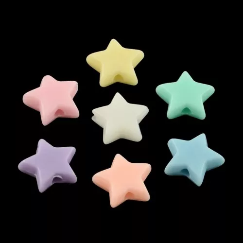 Perles étoiles - 10 mm - Multicolore Pastel x50
