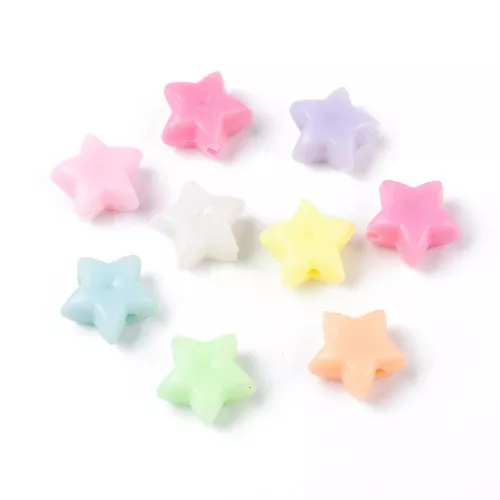 Perles étoiles - 11 mm - Multicolore Pastel x50