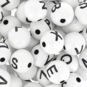 Assortiment de 200 perles lettres rondes alphabet 8 mm - Blanc - Noir|raw }}