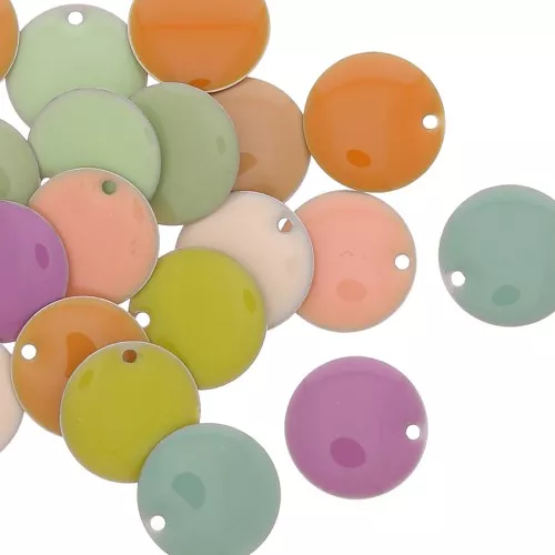 Assortiment de sequins résine époxy rond 12 mm - Multicolore pastel x20