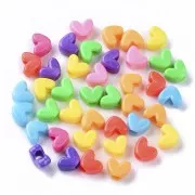 Assortiment de perles coeurs gros trous - 7x9.5 mm Multicolore x50