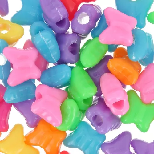 Assortiment de perles papillons gros trous - 10x12 mm Multicolore x50