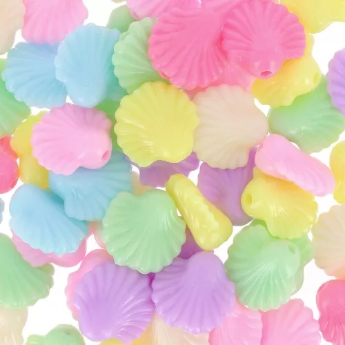 Assortiment de perles coquillages - 14 mm Multicolore Pastel x50