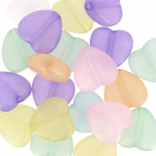 Assortiment de perles coeurs irisées 14 mm - Multicolore Pastel x20