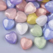 Assortiment de perles coeurs irisées 14 mm - Multicolore Pastel x20