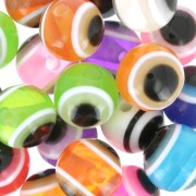 Assortiment de perles rondes - oeil porte bonheur - 10 mm - Multicolore x20|raw }}