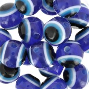 Perles rondes - oeil porte bonheur - 10 mm - Bleu x10|raw }}