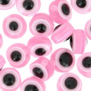Perles plates rondes - oeil porte bonheur - 8x5.5 mm - Rose x10