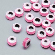 Perles plates rondes - oeil porte bonheur - 8x5.5 mm - Rose x10
