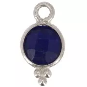 Breloque ronde facettée avec petites boules 12x7 mm - Argent 925 - Lapis lazuli x1