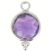 Breloque ronde facettée avec petites boules 12x7 mm - Argent 925 - Amethyste x1|raw }}