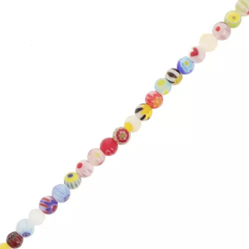 Perles rondes en verre Millefiori 4 mm Multicolore x36cm