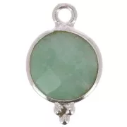 Breloque ronde facettée avec petites boules 12x7 mm - Argent 925 - Amazonite x1