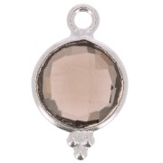 Breloque ronde facettée avec petites boules 12x7 mm - Argent 925 - Quartz fumé x1
