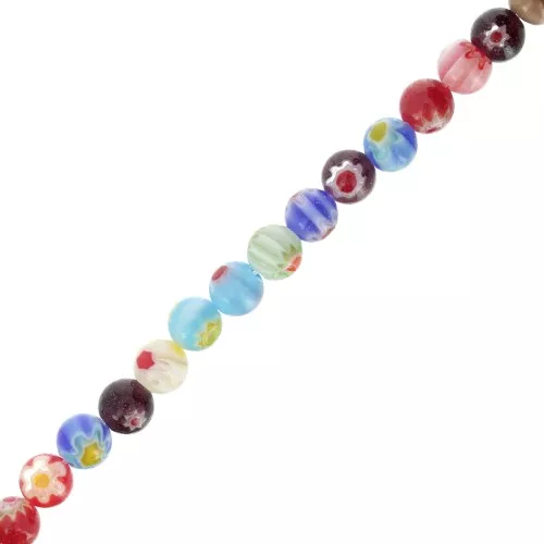 Perles rondes en verre Millefiori 6 mm Multicolore x36cm