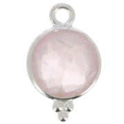 Breloque ronde facettée avec petites boules 12x7 mm - Argent 925 - Quartz rose x1|raw }}