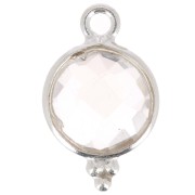 Breloque ronde facettée avec petites boules 12x7mm - Argent 925 - Cristal de roche