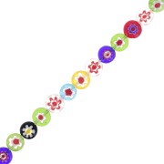 Perles plates rondes en verre Millefiori 10 mm Multicolore x20|raw }}