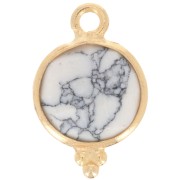 Breloque facettée avec petites boules 12x7 mm - Argent 925 Plaqué Or - Howlite|raw }}