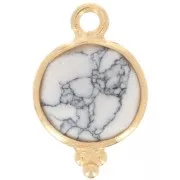 Breloque facettée avec petites boules 12x7 mm - Argent 925 Plaqué Or - Howlite