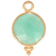 Breloque facettée avec petites boules 12x7 mm - Argent 925 Plaqué Or - Amazonite|raw }}