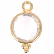 Breloque facettée avec petites boules 12x7mm Arg 925 Plaqué Or - Cristal de roche