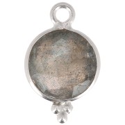 Breloque ronde facettée avec petites boules 15x9 mm - Argent 925 - Labradorite x1