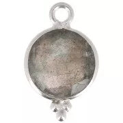Breloque ronde facettée avec petites boules 15x9 mm - Argent 925 - Labradorite x1