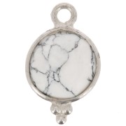 Breloque ronde facettée avec petites boules 15x9 mm - Argent 925 - Howlite x1