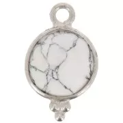 Breloque ronde facettée avec petites boules 15x9 mm - Argent 925 - Howlite x1