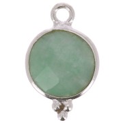 Breloque ronde facettée avec petites boules 15x9 mm - Argent 925 - Amazonite x1