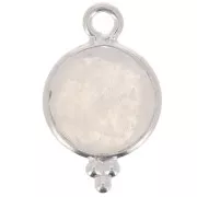 Breloque ronde facettée avec petites boules 15x9 mm - Argent 925 - Pierre de lune