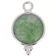 Breloque ronde facettée avec petites boules 15x9 mm - Argent 925 - Aventurine x1