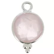 Breloque ronde facettée avec petites boules 15x9 mm - Argent 925 - Quartz rose x1