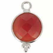 Breloque ronde facettée avec petites boules 15x9 mm Arg 925 - imitation Cornaline