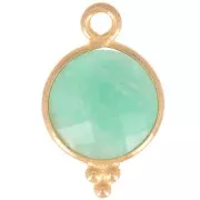 Breloque ronde facettée petites boules 15x9 mm - Argent 925 Plaqué Or - Amazonite